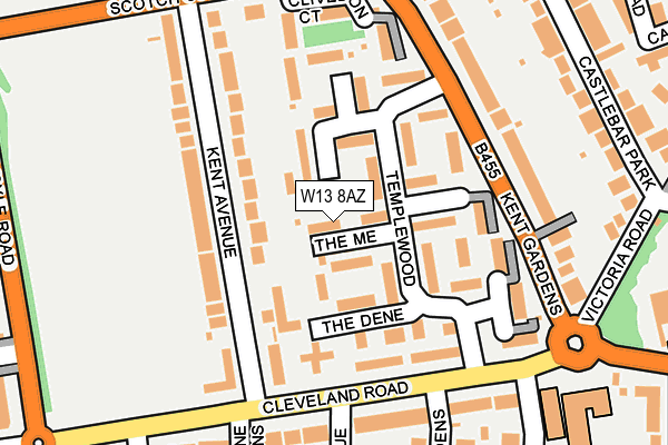 W13 8AZ map - OS OpenMap – Local (Ordnance Survey)