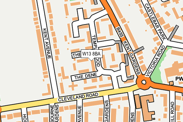 W13 8BA map - OS OpenMap – Local (Ordnance Survey)