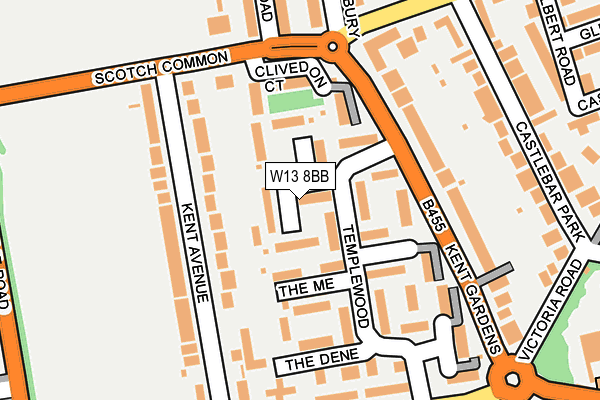 W13 8BB map - OS OpenMap – Local (Ordnance Survey)