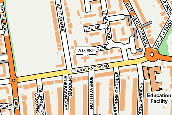 W13 8BD map - OS OpenMap – Local (Ordnance Survey)