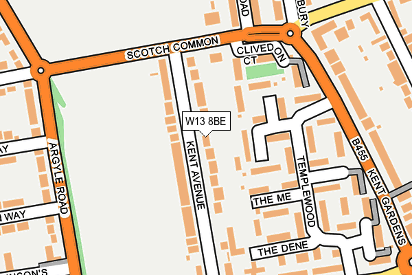 W13 8BE map - OS OpenMap – Local (Ordnance Survey)