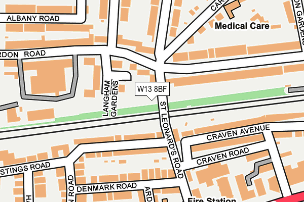 W13 8BF map - OS OpenMap – Local (Ordnance Survey)
