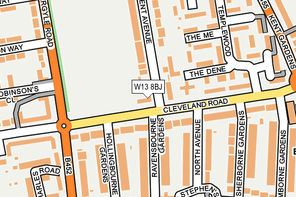 W13 8BJ map - OS OpenMap – Local (Ordnance Survey)