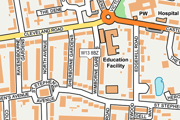 W13 8BZ map - OS OpenMap – Local (Ordnance Survey)