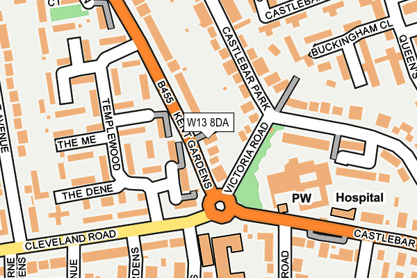 W13 8DA map - OS OpenMap – Local (Ordnance Survey)