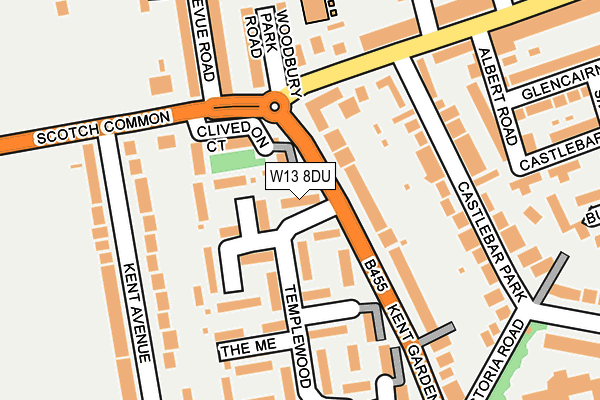 W13 8DU map - OS OpenMap – Local (Ordnance Survey)