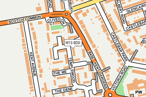 W13 8DX map - OS OpenMap – Local (Ordnance Survey)