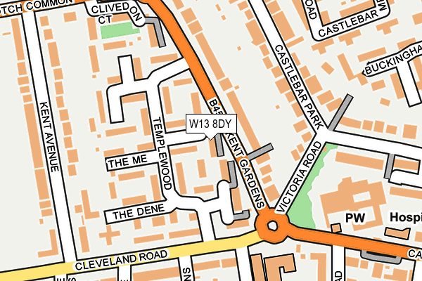 W13 8DY map - OS OpenMap – Local (Ordnance Survey)