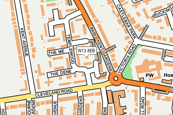 W13 8EB map - OS OpenMap – Local (Ordnance Survey)