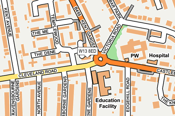 W13 8ED map - OS OpenMap – Local (Ordnance Survey)