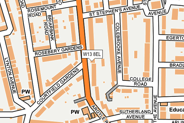 W13 8EL map - OS OpenMap – Local (Ordnance Survey)