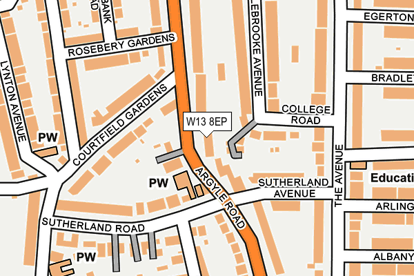 W13 8EP map - OS OpenMap – Local (Ordnance Survey)