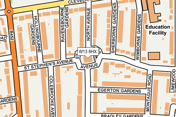 W13 8HX map - OS OpenMap – Local (Ordnance Survey)