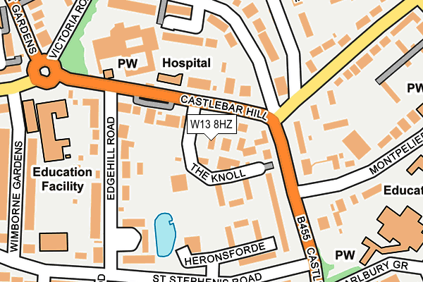 W13 8HZ map - OS OpenMap – Local (Ordnance Survey)