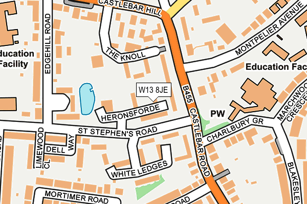 W13 8JE map - OS OpenMap – Local (Ordnance Survey)