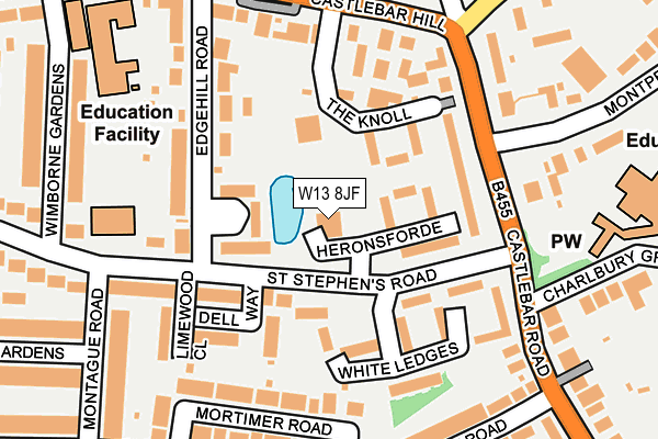 W13 8JF map - OS OpenMap – Local (Ordnance Survey)