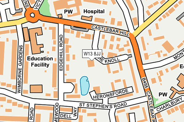 W13 8JJ map - OS OpenMap – Local (Ordnance Survey)