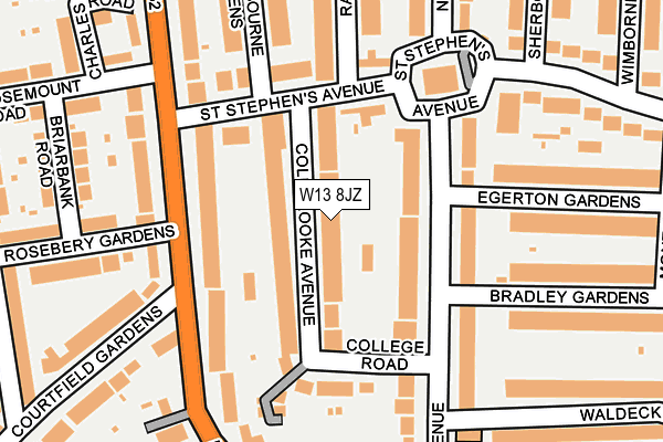 W13 8JZ map - OS OpenMap – Local (Ordnance Survey)
