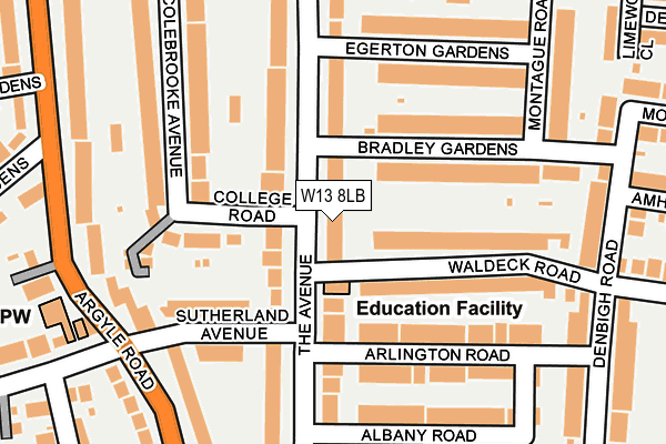 W13 8LB map - OS OpenMap – Local (Ordnance Survey)