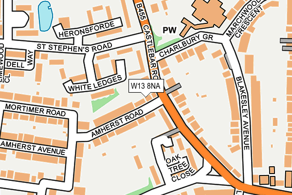 W13 8NA map - OS OpenMap – Local (Ordnance Survey)