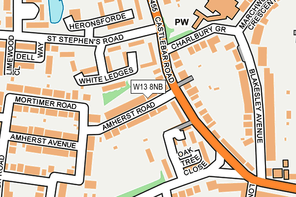 W13 8NB map - OS OpenMap – Local (Ordnance Survey)