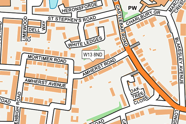 W13 8ND map - OS OpenMap – Local (Ordnance Survey)
