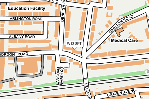 W13 8PT map - OS OpenMap – Local (Ordnance Survey)