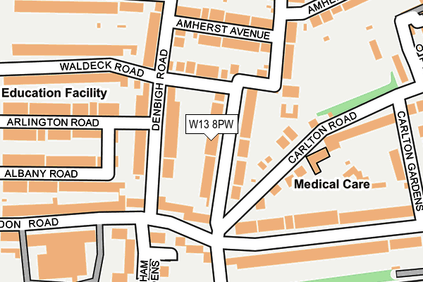 W13 8PW map - OS OpenMap – Local (Ordnance Survey)