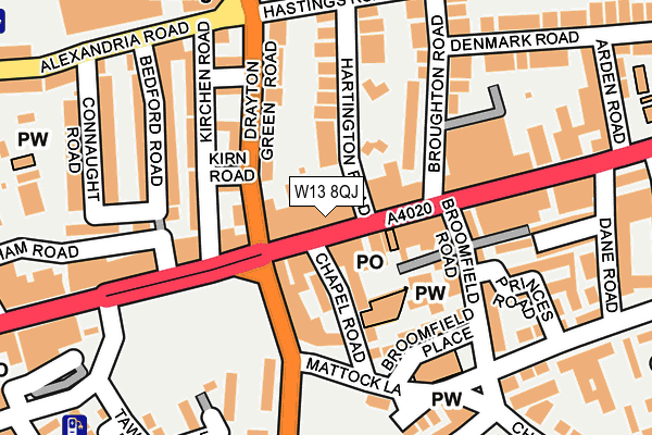 W13 8QJ map - OS OpenMap – Local (Ordnance Survey)