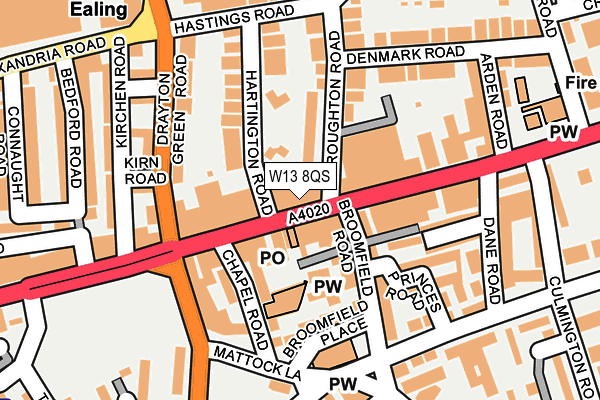 W13 8QS map - OS OpenMap – Local (Ordnance Survey)