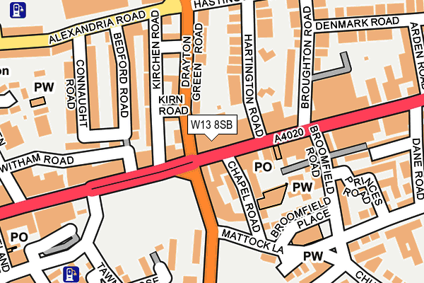 W13 8SB map - OS OpenMap – Local (Ordnance Survey)