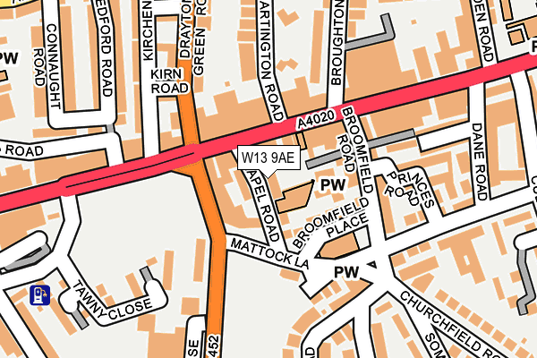 W13 9AE map - OS OpenMap – Local (Ordnance Survey)