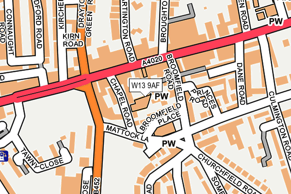 W13 9AF map - OS OpenMap – Local (Ordnance Survey)