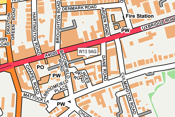 W13 9AG map - OS OpenMap – Local (Ordnance Survey)