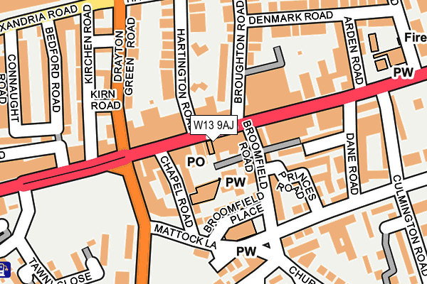 W13 9AJ map - OS OpenMap – Local (Ordnance Survey)