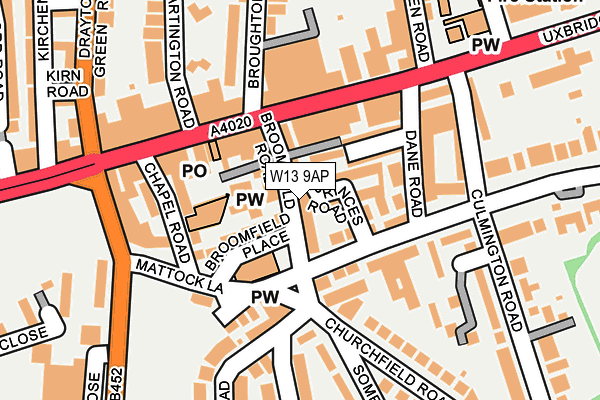 W13 9AP map - OS OpenMap – Local (Ordnance Survey)