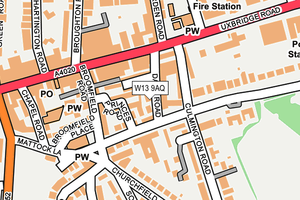 W13 9AQ map - OS OpenMap – Local (Ordnance Survey)