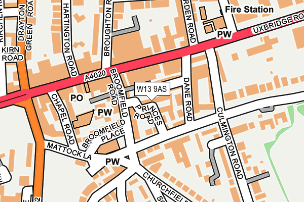 W13 9AS map - OS OpenMap – Local (Ordnance Survey)