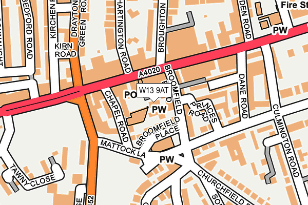 W13 9AT map - OS OpenMap – Local (Ordnance Survey)