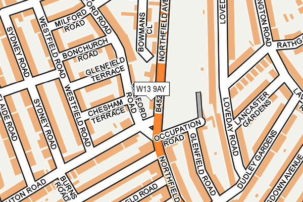W13 9AY map - OS OpenMap – Local (Ordnance Survey)