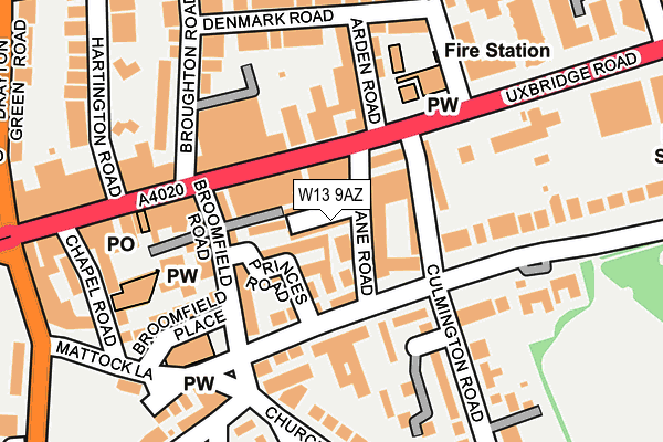 W13 9AZ map - OS OpenMap – Local (Ordnance Survey)