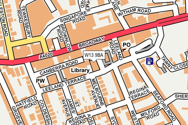 W13 9BA map - OS OpenMap – Local (Ordnance Survey)
