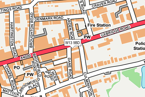 W13 9BD map - OS OpenMap – Local (Ordnance Survey)