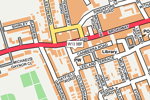 W13 9BF map - OS OpenMap – Local (Ordnance Survey)