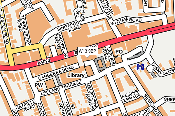 W13 9BP map - OS OpenMap – Local (Ordnance Survey)