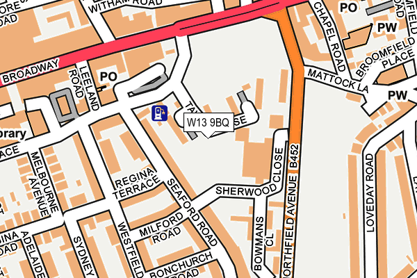 W13 9BQ map - OS OpenMap – Local (Ordnance Survey)