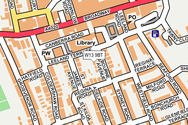 W13 9BT map - OS OpenMap – Local (Ordnance Survey)