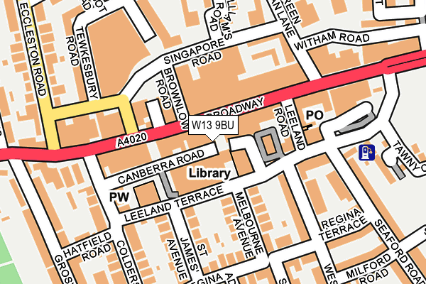 W13 9BU map - OS OpenMap – Local (Ordnance Survey)