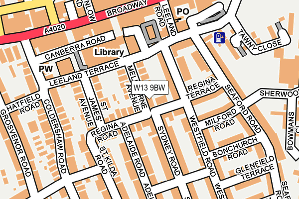 W13 9BW map - OS OpenMap – Local (Ordnance Survey)