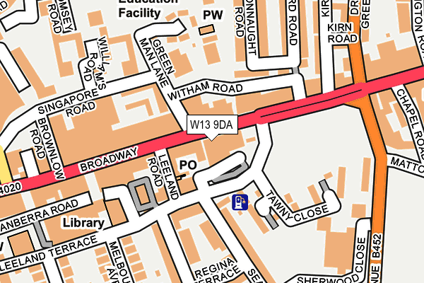 W13 9DA map - OS OpenMap – Local (Ordnance Survey)